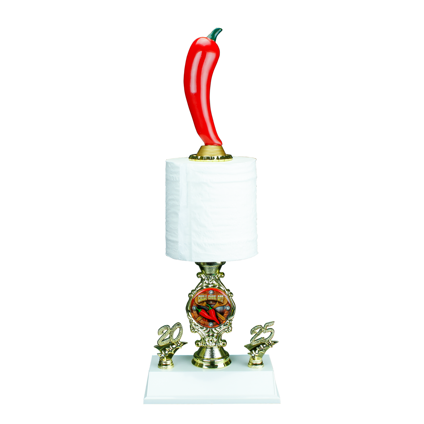 Chili Toilet Paper Trophy | Chili Cook-Off Gag Award | Chili Event Prize | 17.5 Inches Tall