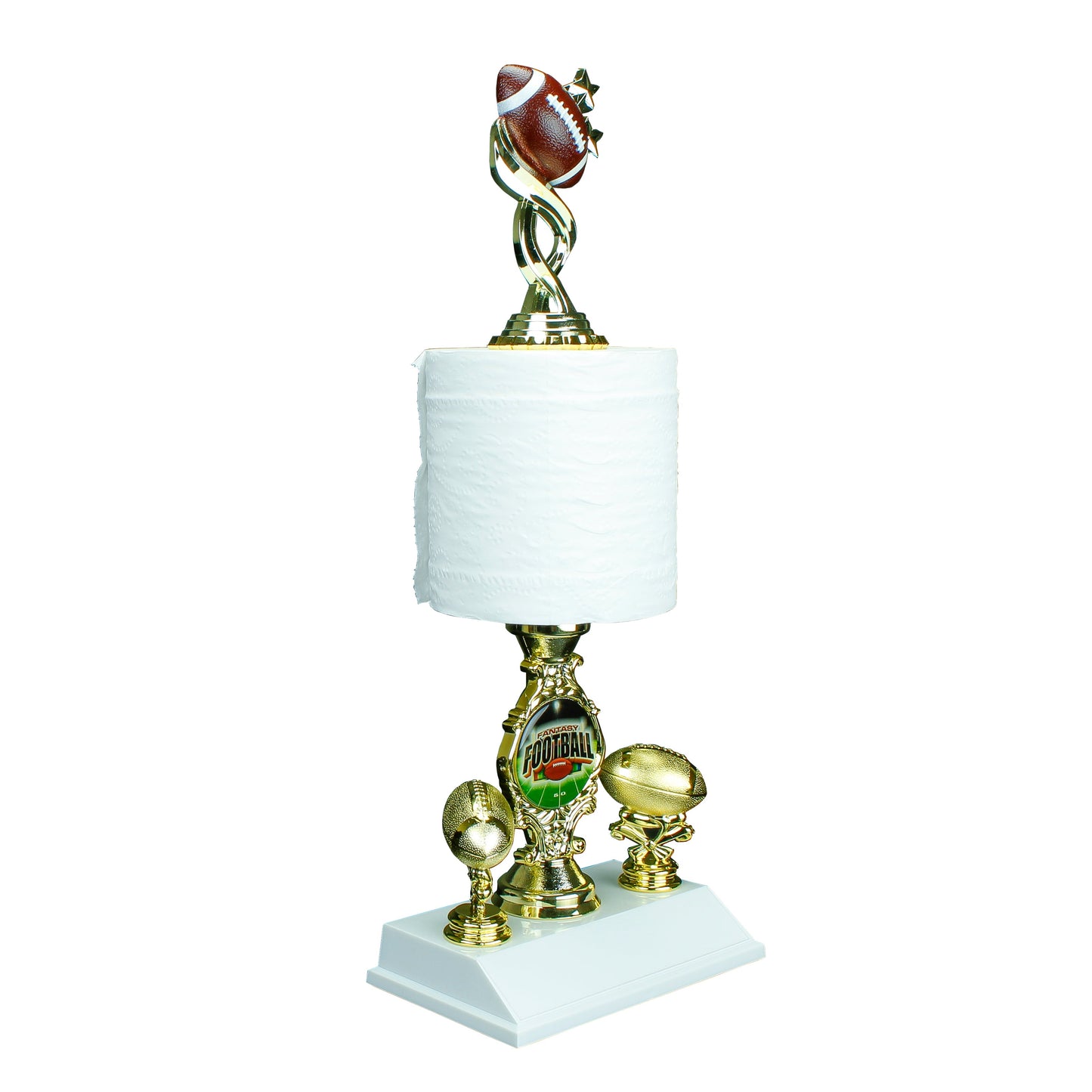 Fantasy Football Toilet Paper Trophy with football topper custom engraved loser award – Decade Awards