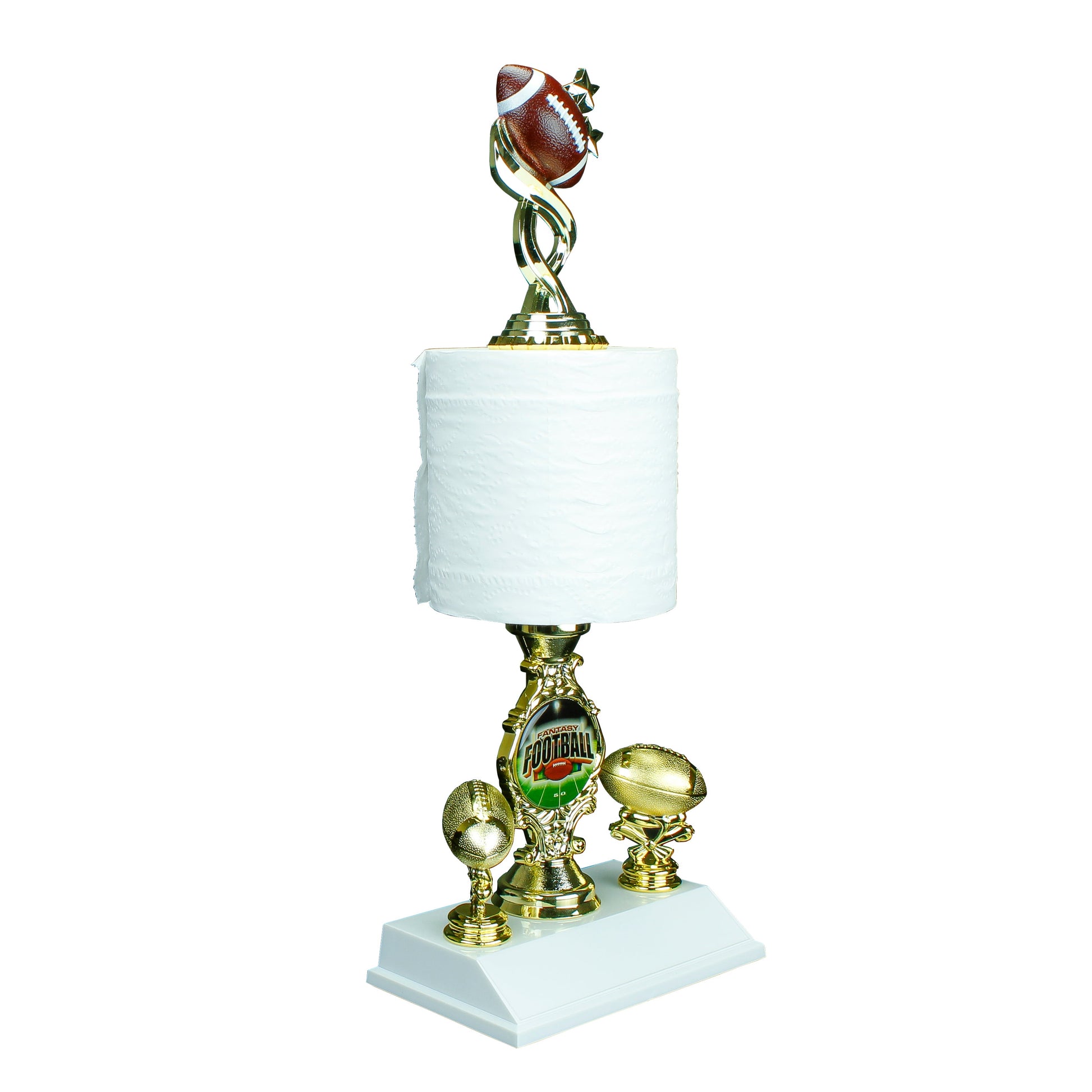 Fantasy Football Toilet Paper Trophy with football topper custom engraved loser award – Decade Awards
