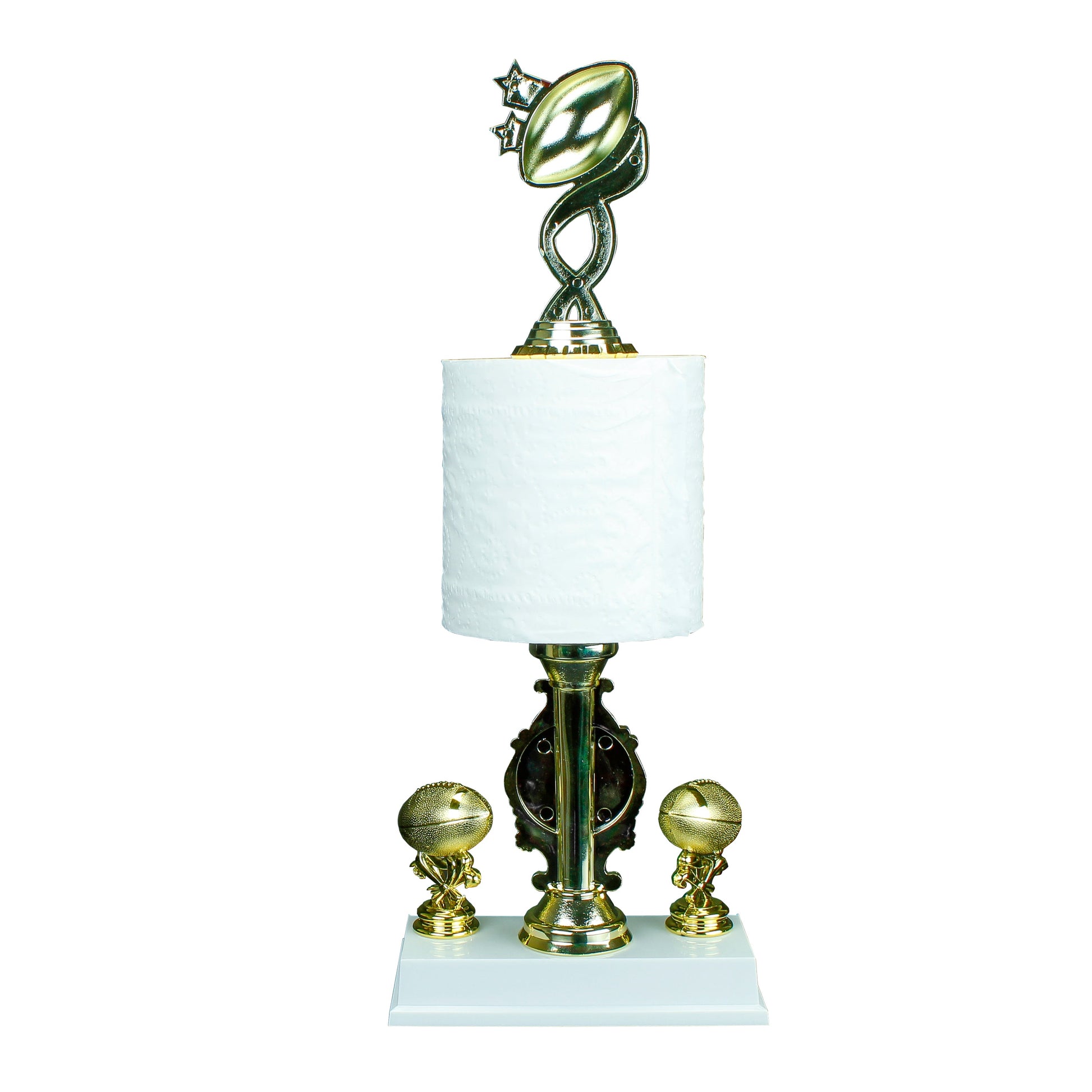 Fantasy Football Toilet Paper Trophy with football topper custom engraved loser award – Decade Awards