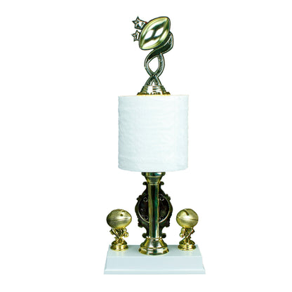 Fantasy Football Toilet Paper Trophy with football topper custom engraved loser award – Decade Awards