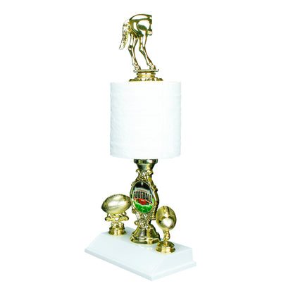 Fantasy Football Loser Trophy with horse rear topper on toilet paper roll gag award – Decade Awards
