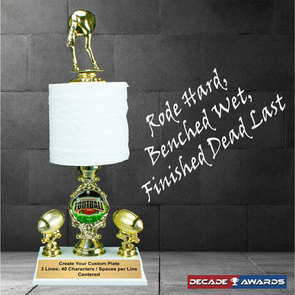 Fantasy Football Loser Trophy with horse rear topper on toilet paper roll gag award – Decade Awards