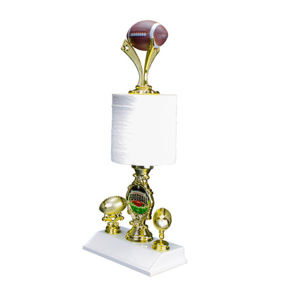 Fantasy Football Last Place Toilet Paper Trophy with football topper custom engraved loser award – Decade Awards