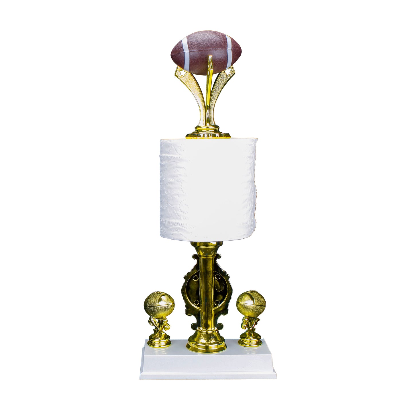 Fantasy Football Last Place Toilet Paper Trophy with football topper custom engraved loser award – Decade Awards
