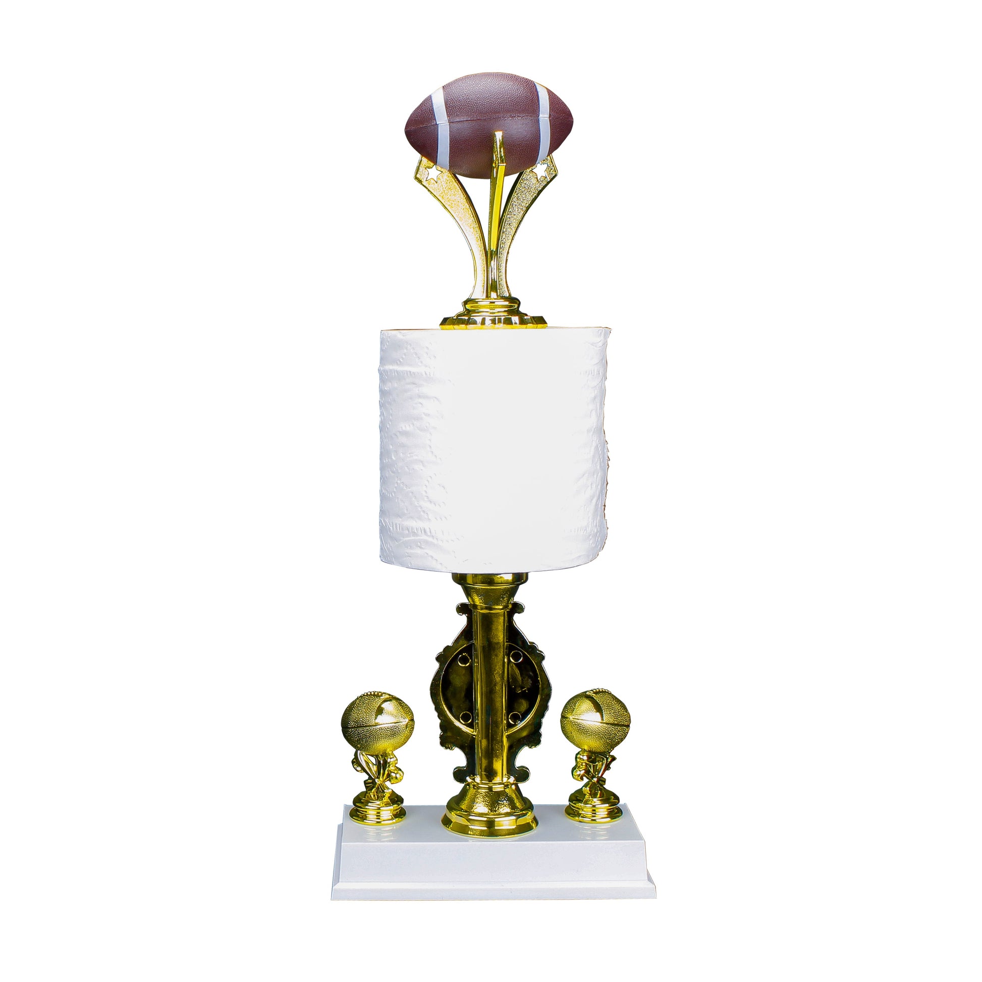 Fantasy Football Last Place Toilet Paper Trophy with football topper custom engraved loser award – Decade Awards