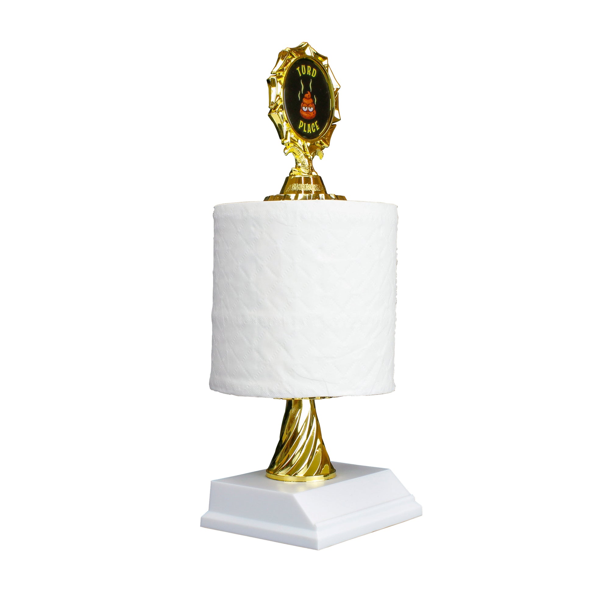A 12-inch humorous toilet paper award designed for those special Turd Place "winners". Custom engraving available from Decade Awards