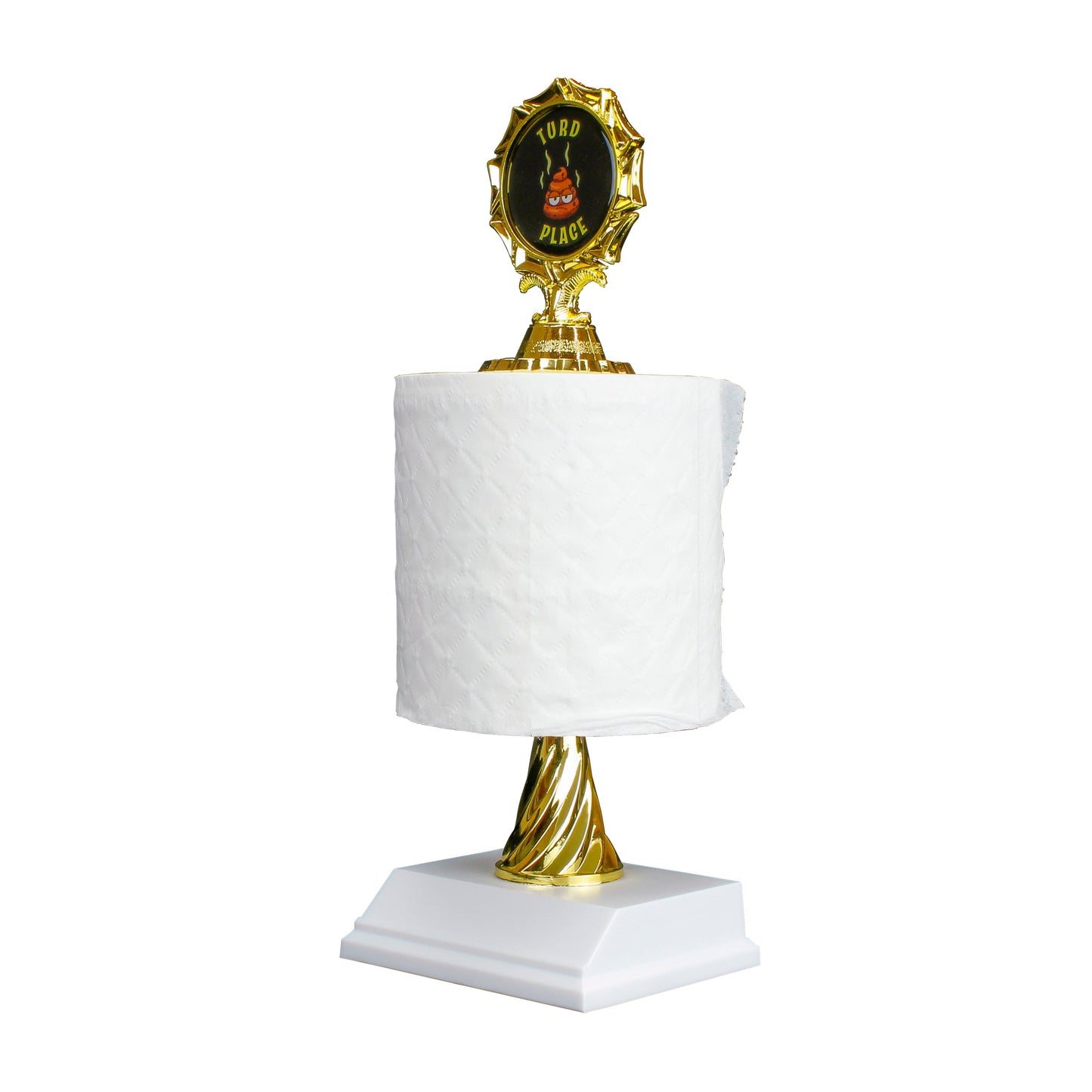 A 12-inch humorous toilet paper award designed for those special Turd Place "winners". Custom engraving available from Decade Awards
