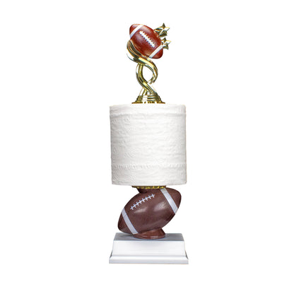 Funny Football Toilet Paper Trophy with custom engraving for last place leagues – 13.75 Inch by Decade Awards