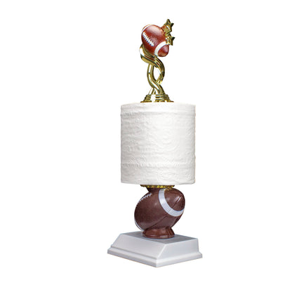 Funny Football Toilet Paper Trophy with custom engraving for last place leagues – 13.75 Inch by Decade Awards