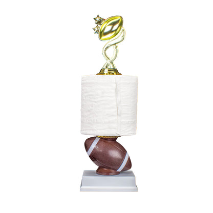 Funny Football Toilet Paper Trophy with custom engraving for last place leagues – 13.75 Inch by Decade Awards