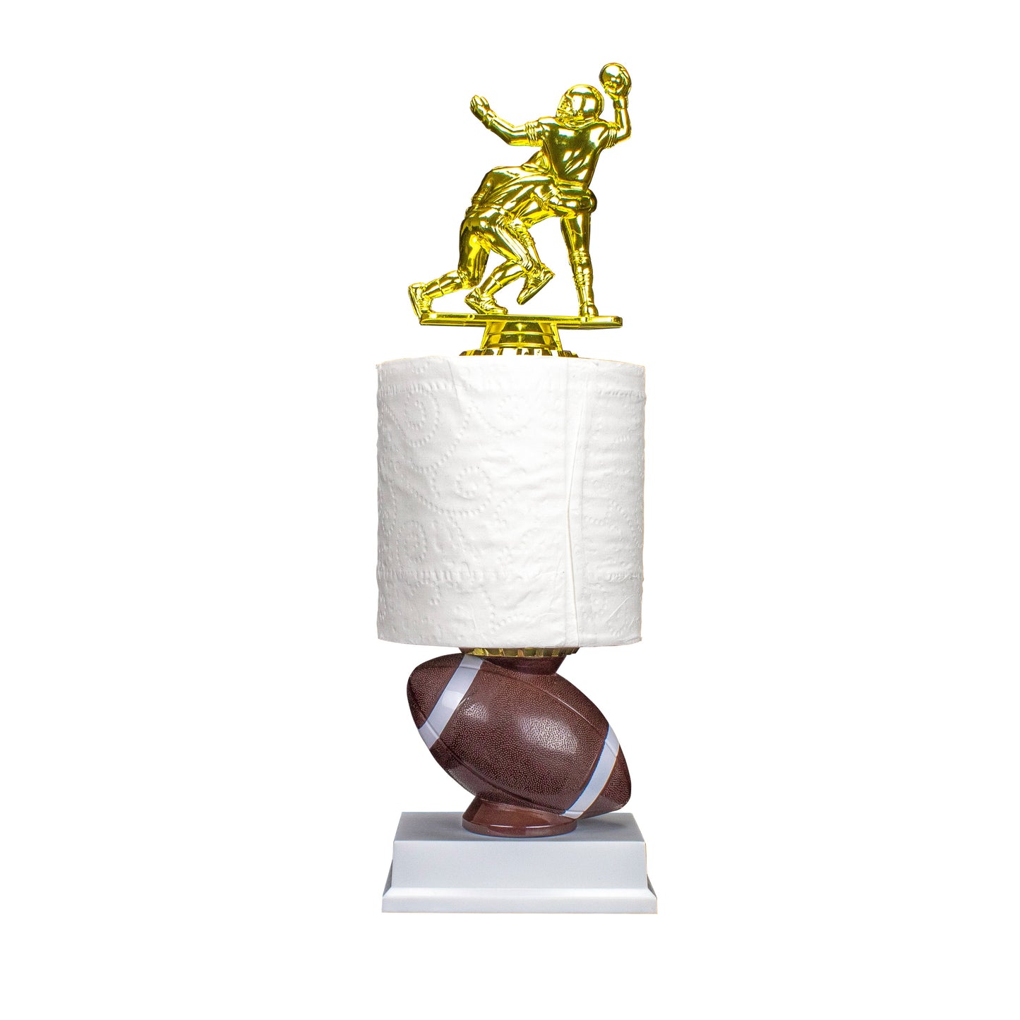 Personalized 13.75-inch Football Trophy - Sacked Last Place Toilet Paper Award of Shame for fantasy football losers