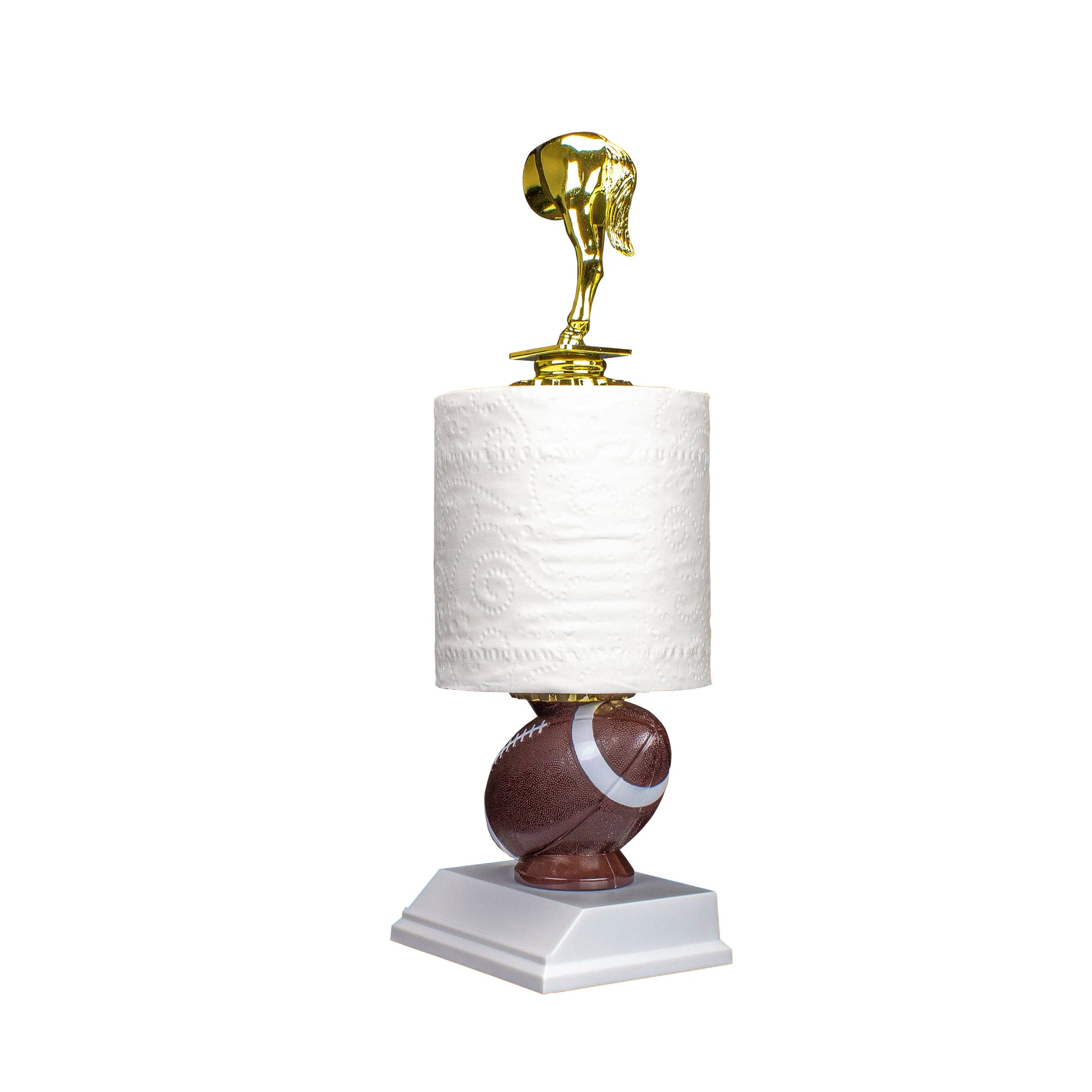 Decade Awards TP Award of Shame featuring a horse’s rear design, real toilet paper roll and free engraving for last-place winners.