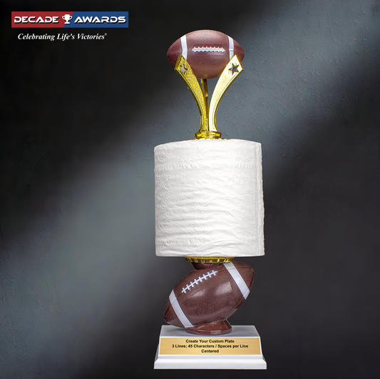 Last Place Football Trophy, Toilet Paper Award of Shame, Personalized 13.75-Inch Fantasy Loser Trophy