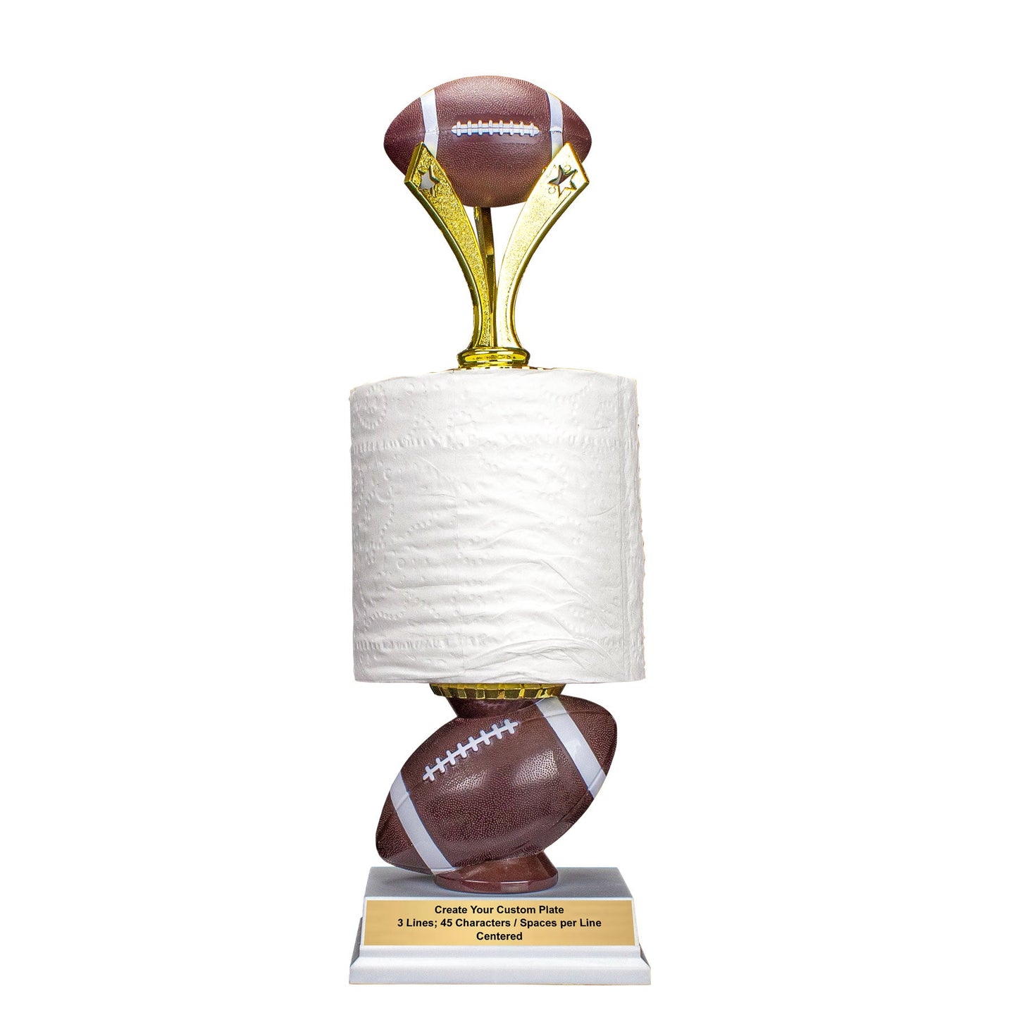 Last Place Football Trophy, Toilet Paper Award of Shame, Personalized 13.75-Inch Fantasy Loser Trophy