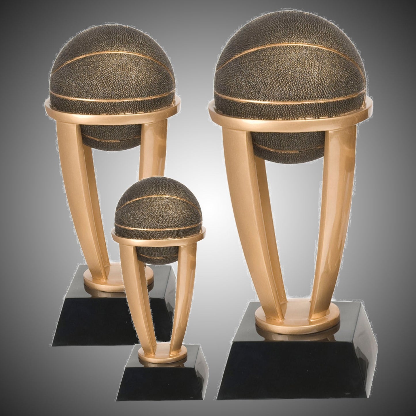 Basketball Gold Tower Trophy | Engraved Basketball Award - 7.5, 10.75 or 13 Inch Tall Decade Awards