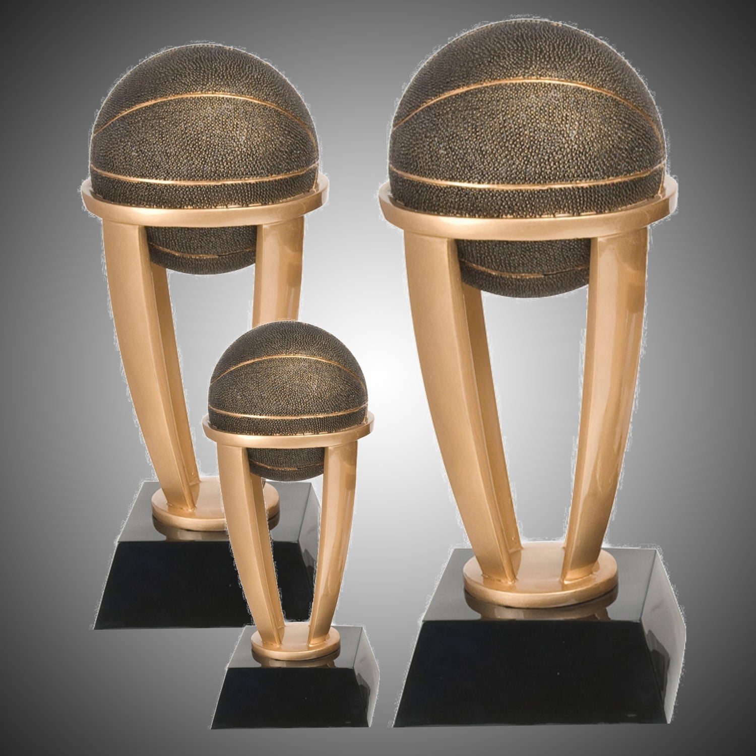 Basketball Gold Tower Trophy | Engraved Basketball Award - 7.5, 10.75 or 13 Inch Tall Decade Awards