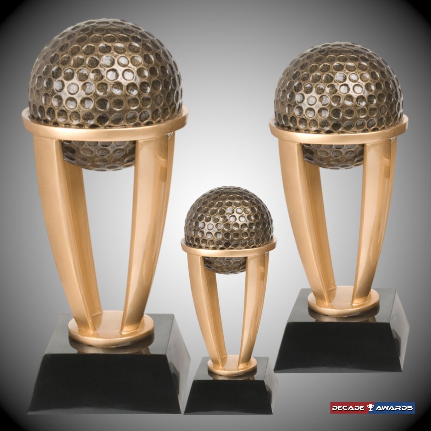 Golf Tower Trophy | Engraved Golf Tournament Award - 7.5, 10.75 or 13 Inch Tall Decade Awards