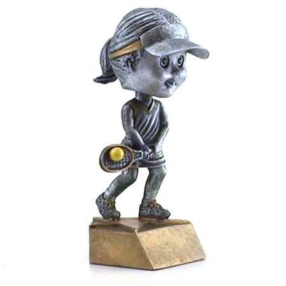 Tennis Bobblehead Trophy - Female / Male | Engraved Tennis Award - 6 Inch Tall Decade Awards
