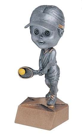 Tennis Bobblehead Trophy - Female / Male | Engraved Tennis Award - 6 Inch Tall Decade Awards