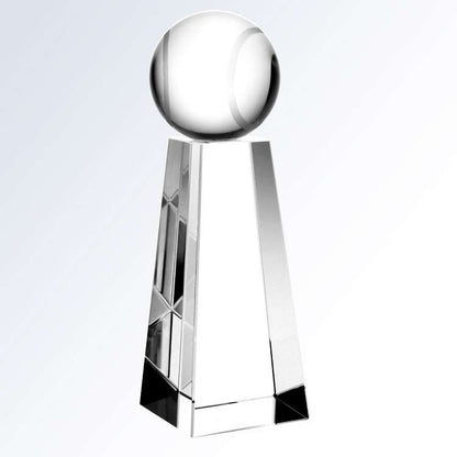 Tennis Crystal Tower Trophy | Engraved Crystal Tennis Award - 6", 7" or 8" Tall Decade Awards