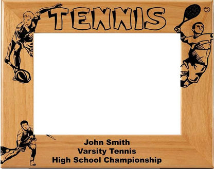 Tennis Male Picture Frame - Personalized | Laser Engraved Wood Frame - 3 Sizes Decade Awards