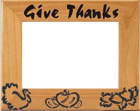 Thanksgiving "Give Thanks" Picture Frame | Laser Engraved Wood Frame - 3 Sizes Decade Awards