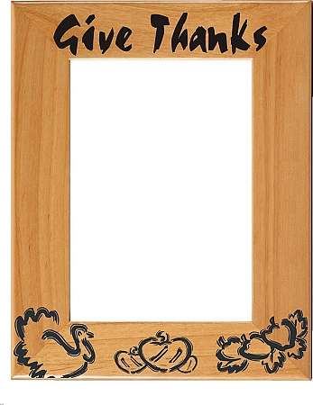 Thanksgiving "Give Thanks" Picture Frame | Laser Engraved Wood Frame - 3 Sizes Decade Awards