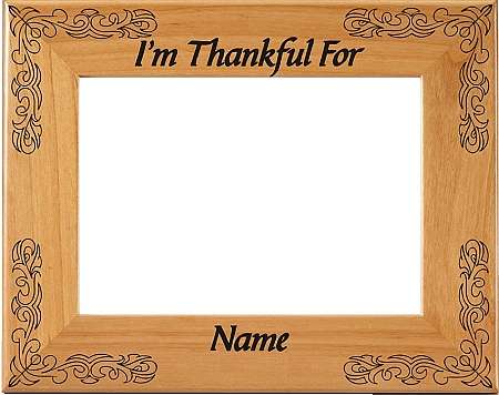 Thanksgiving Picture Frame, Scrolled Corners - Personalized | Laser Engraved Wood Frame - 3 Sizes Decade Awards