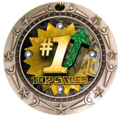 Top Sales World Class Medal - Gold, Silver or Bronze | Engraved Sales Medallion - 3 Inch Wide Decade Awards