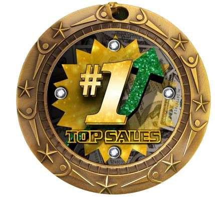 Top Sales World Class Medal - Gold, Silver or Bronze | Engraved Sales Medallion - 3 Inch Wide Decade Awards