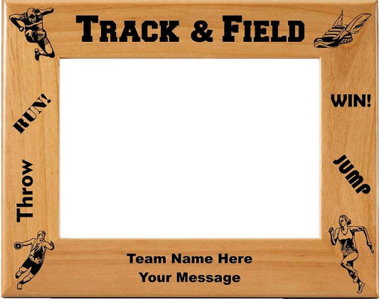 Track & Field Picture Frame - Personalized | Laser Engraved Wood Frame - 3 Sizes Decade Awards