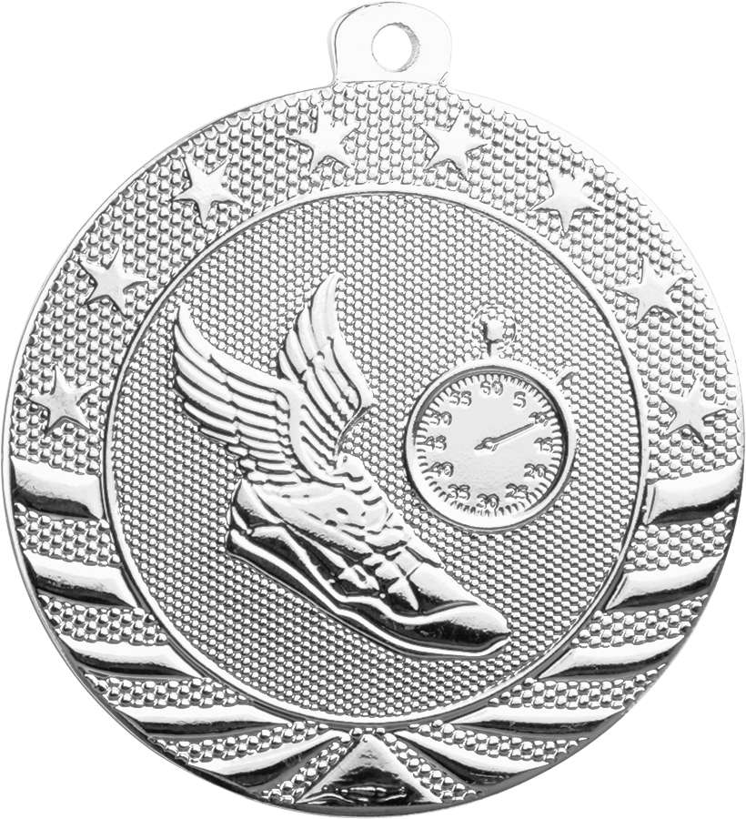 Track & Field StarBrite Medal - Gold, Silver, Bronze | Engraved StarBrite Track Medallion - 2 Inch Wide Decade Awards