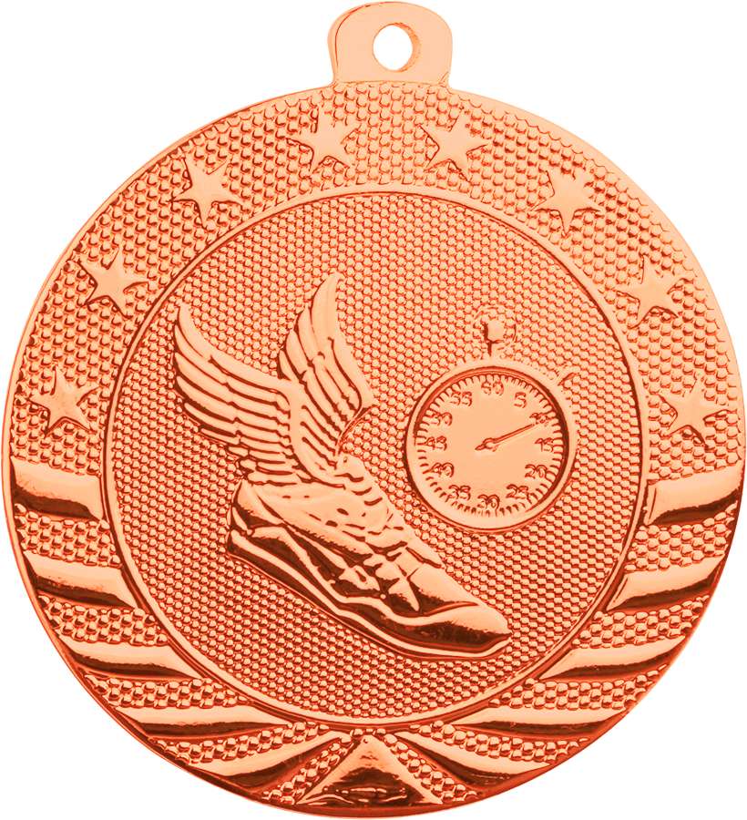 Track & Field StarBrite Medal - Gold, Silver, Bronze | Engraved StarBrite Track Medallion - 2 Inch Wide Decade Awards