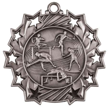 Track & Field Ten Star Medal - Gold, Silver or Bronze | Engraved Field Event 10 Star Medallion | 2.25 Inch Wide Decade Awards