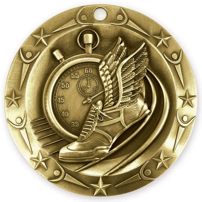 Track World Class Medal - Gold, Silver or Bronze | Engraved Track & Field Place Medallion - 3 Inch Wide Decade Awards