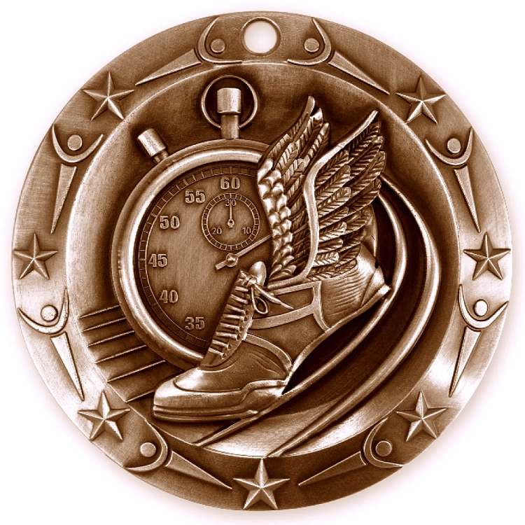 Track World Class Medal - Gold, Silver or Bronze | Engraved Track & Field Place Medallion - 3 Inch Wide Decade Awards