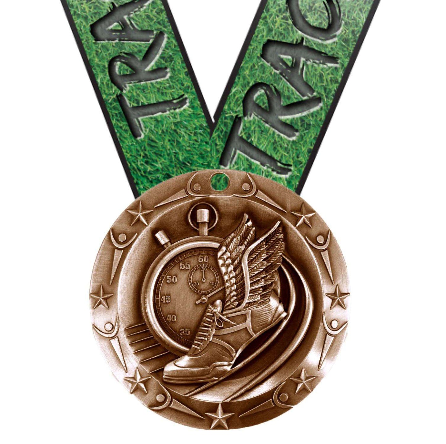 Track World Class Medal - Gold, Silver or Bronze | Engraved Track & Field Place Medallion - 3 Inch Wide Decade Awards