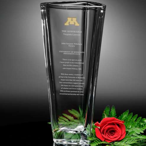 Trigon Vase Corporate Award | Engraved Crystal Vase - 11.75" Tall Decade Awards