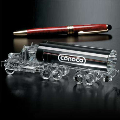 Trucking Tanker Trophy | Engraved Crystal Truck Corporate Award - 5" Wide Decade Awards
