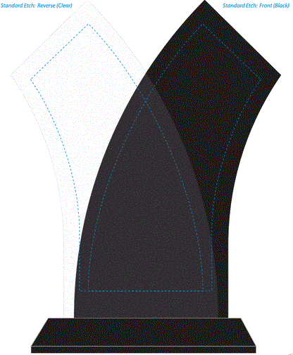 Tuxedo-Wave Corporate Award | Engraved Black and Optical Crystal Award- 10" Tall Decade Awards