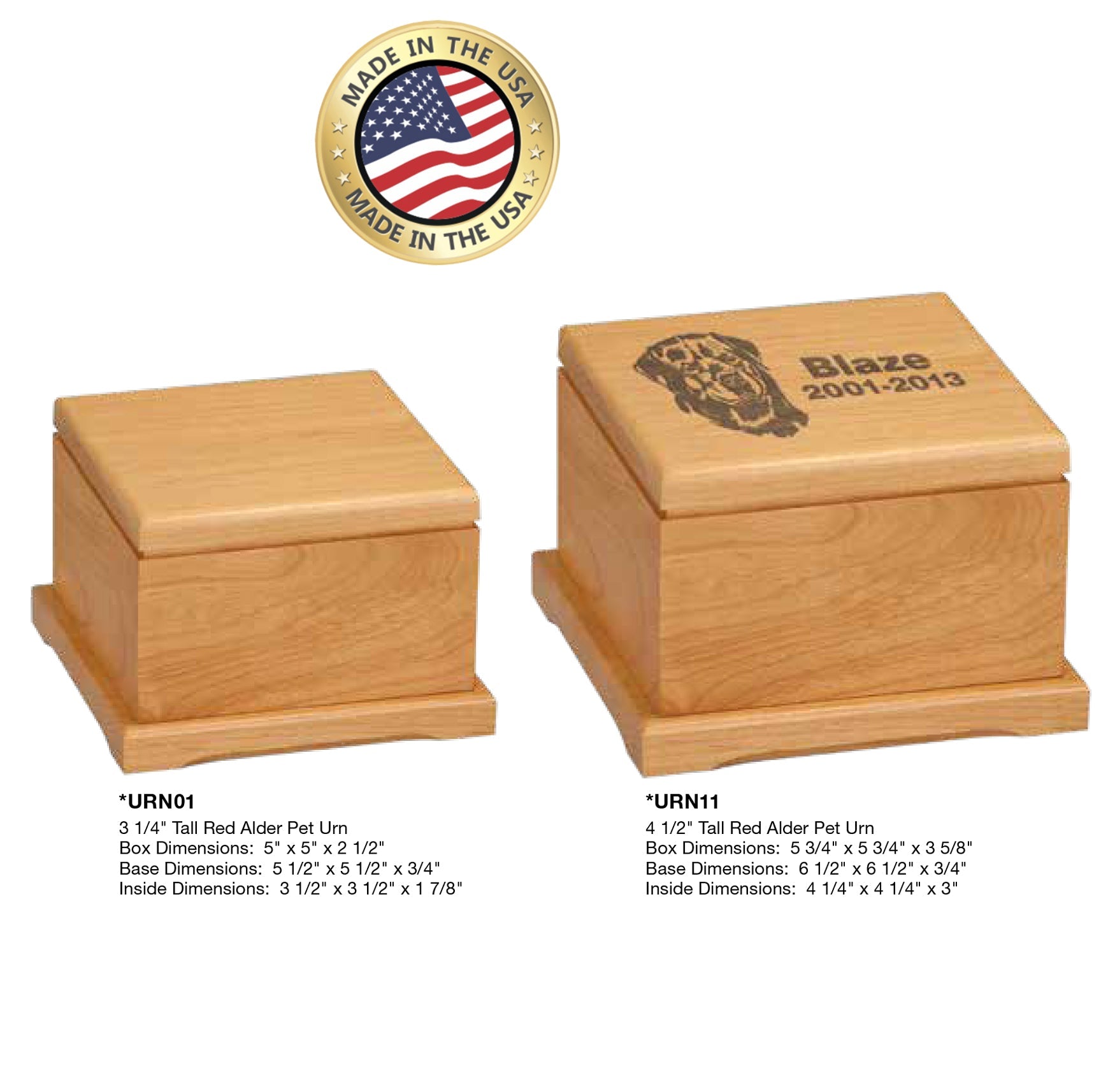Pet Urn | Laser Engraved Wooden Pet Memorial - 2 sizes Decade Awards