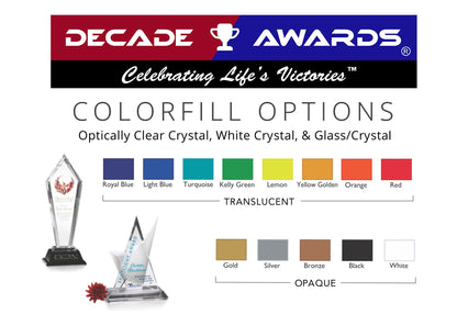 Vertical Wedge Crystal Corporate Award | Engraved Crystal Wedge Award - 4.75", 6" or 7" Tall Decade Awards