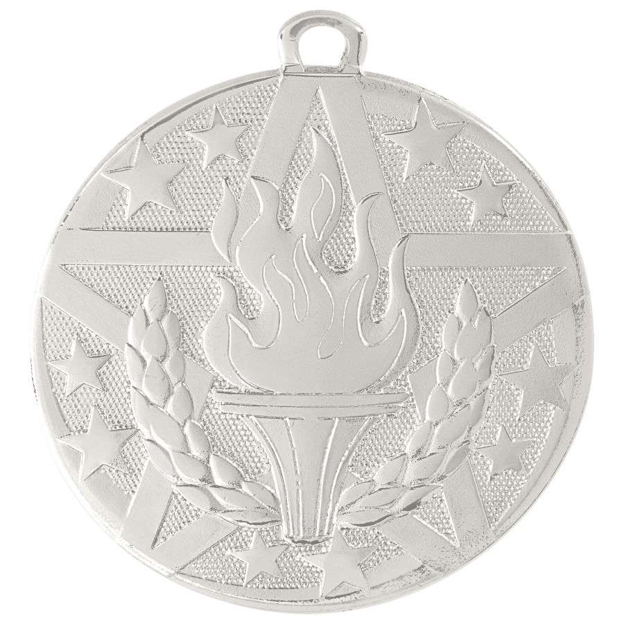 Victory Torch Superstar Medal - Gold, Silver, or Bronze | Engraved Superstar Victory Medallion - 2 Inch Wide Decade Awards