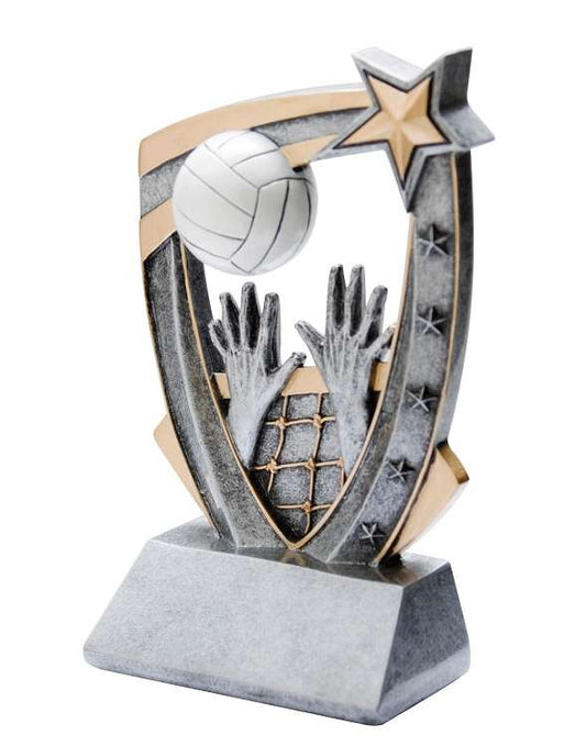 Volleyball Trophy, 3D Star Resin | Engraved Volleyball Award - 6 Inch Tall Decade Awards