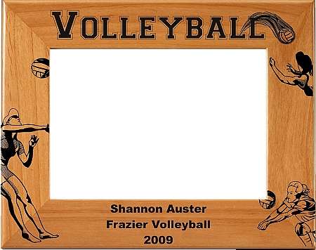 Volleyball Female Picture Frame - Personalized | Laser Engraved Wood Frame - 3 Sizes Decade Awards