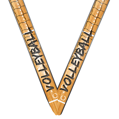 Volleyball Dog Tag Medal with Ribbon – Gold Silver or Bronze, free custom engraving for players and coaches by Decade Awards