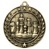 Gold chess wreath medal engraved, 2.75-inch zinc alloy tournament award with ribbon