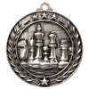 Silver chess medal with wreath design and custom engraving for chess competitions
