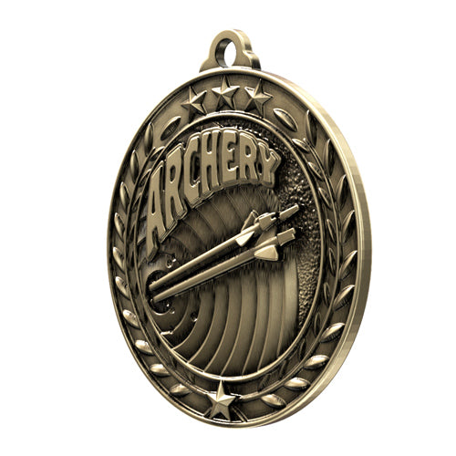 Archery Wreath Medal | Engraved Gold Archery Medal - 2.75 Inch Wide Decade Awards